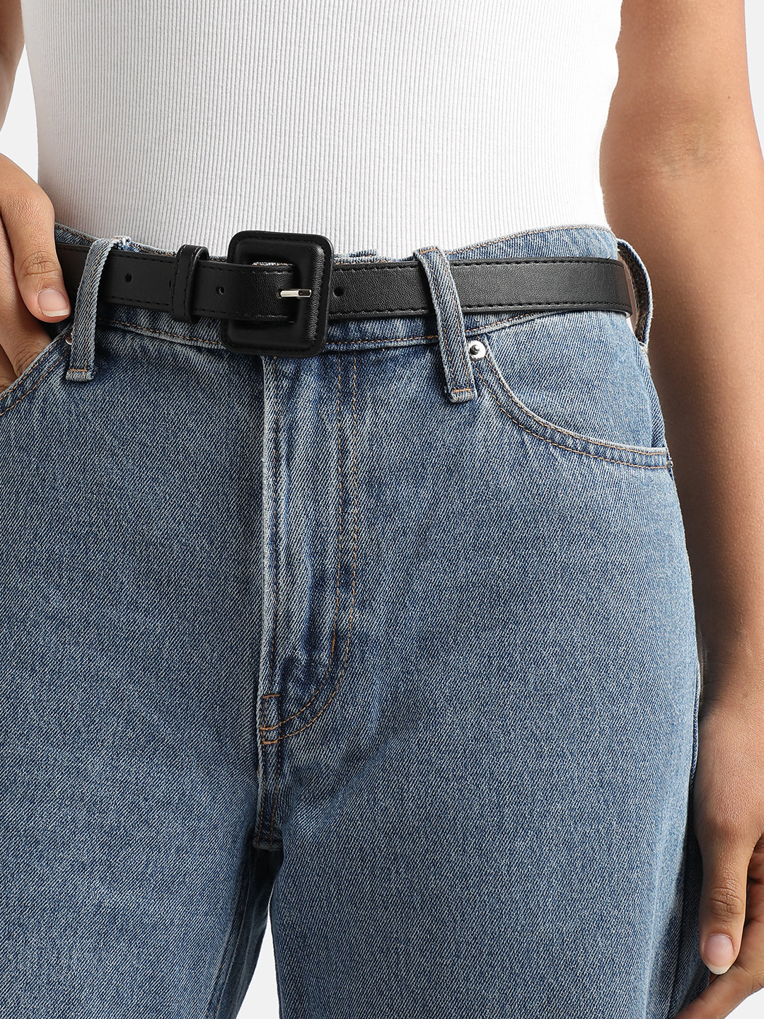 Black Solid Waist Belt