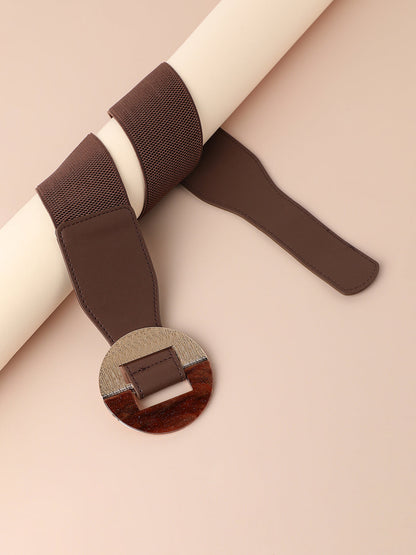 Brown Solid Waist Belt