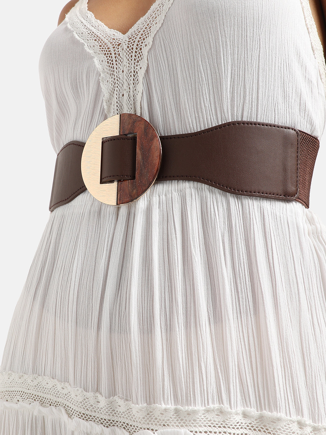 Brown Solid Waist Belt