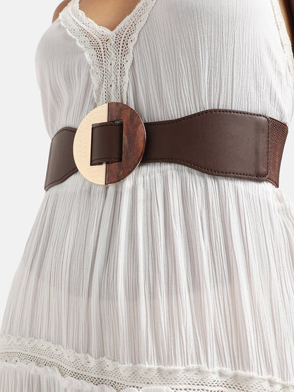 Brown Solid Waist Belt