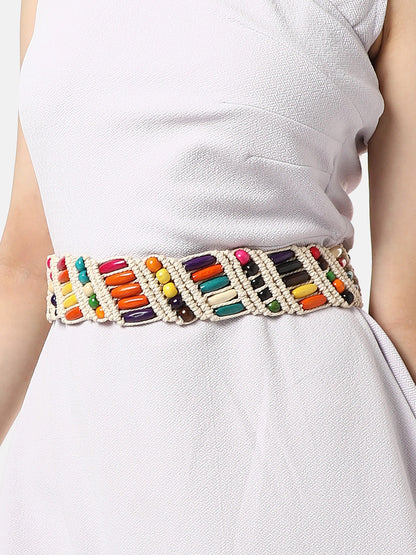 Multicolour Textured Waist Belt