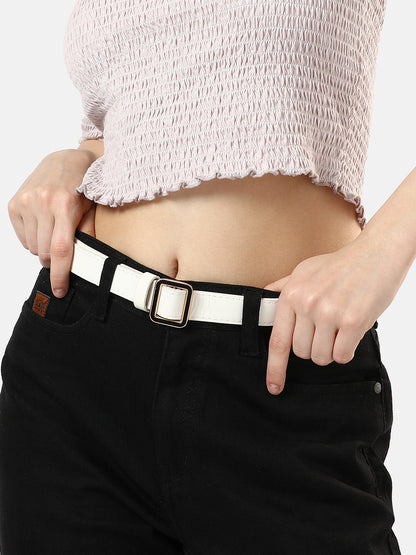Solid White Waist Belt