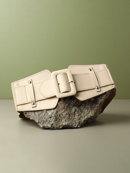 Solid White Waist Belt