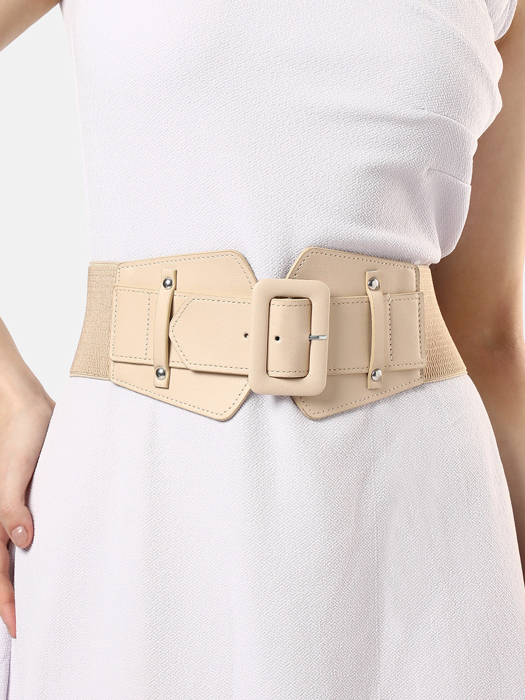 Solid White Waist Belt