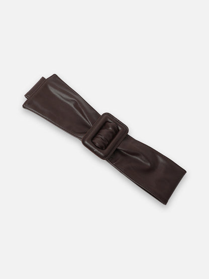 Brown Solid Waist Belt