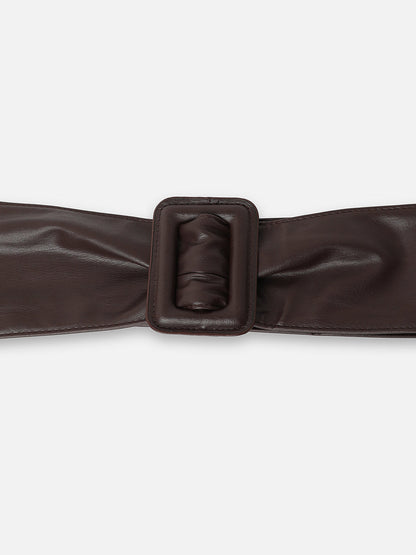 Brown Solid Waist Belt