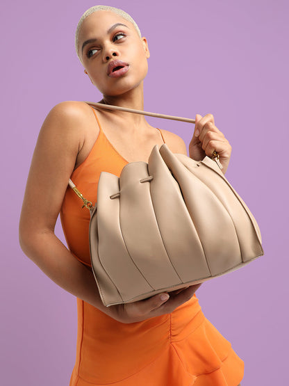 Tug-And-Go Beige Bucket Bag