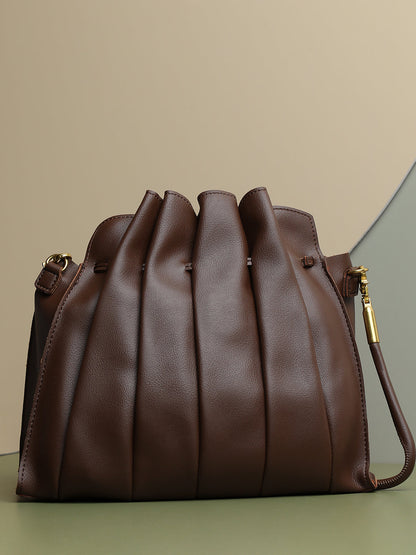 Tug-And-Go Dark Brown Bucket Bag
