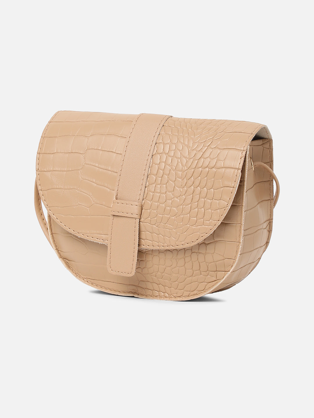 Croco Beige Cross Body Bag