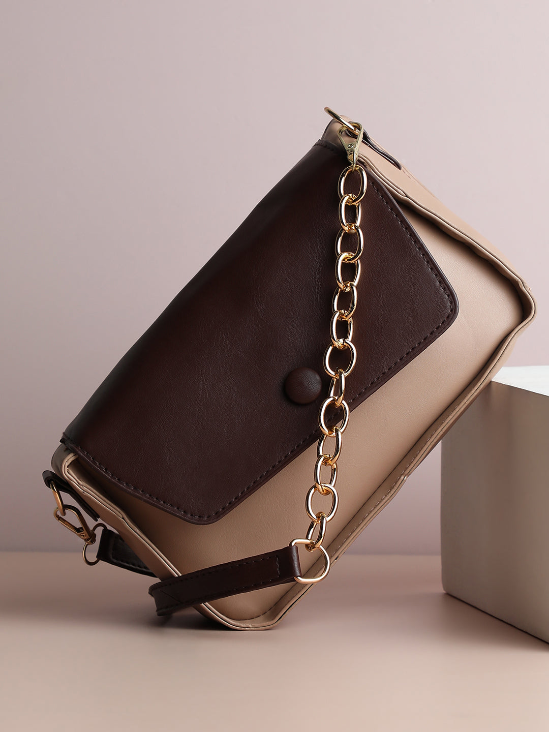 Kristi Brown & Cream Cross Body Bag