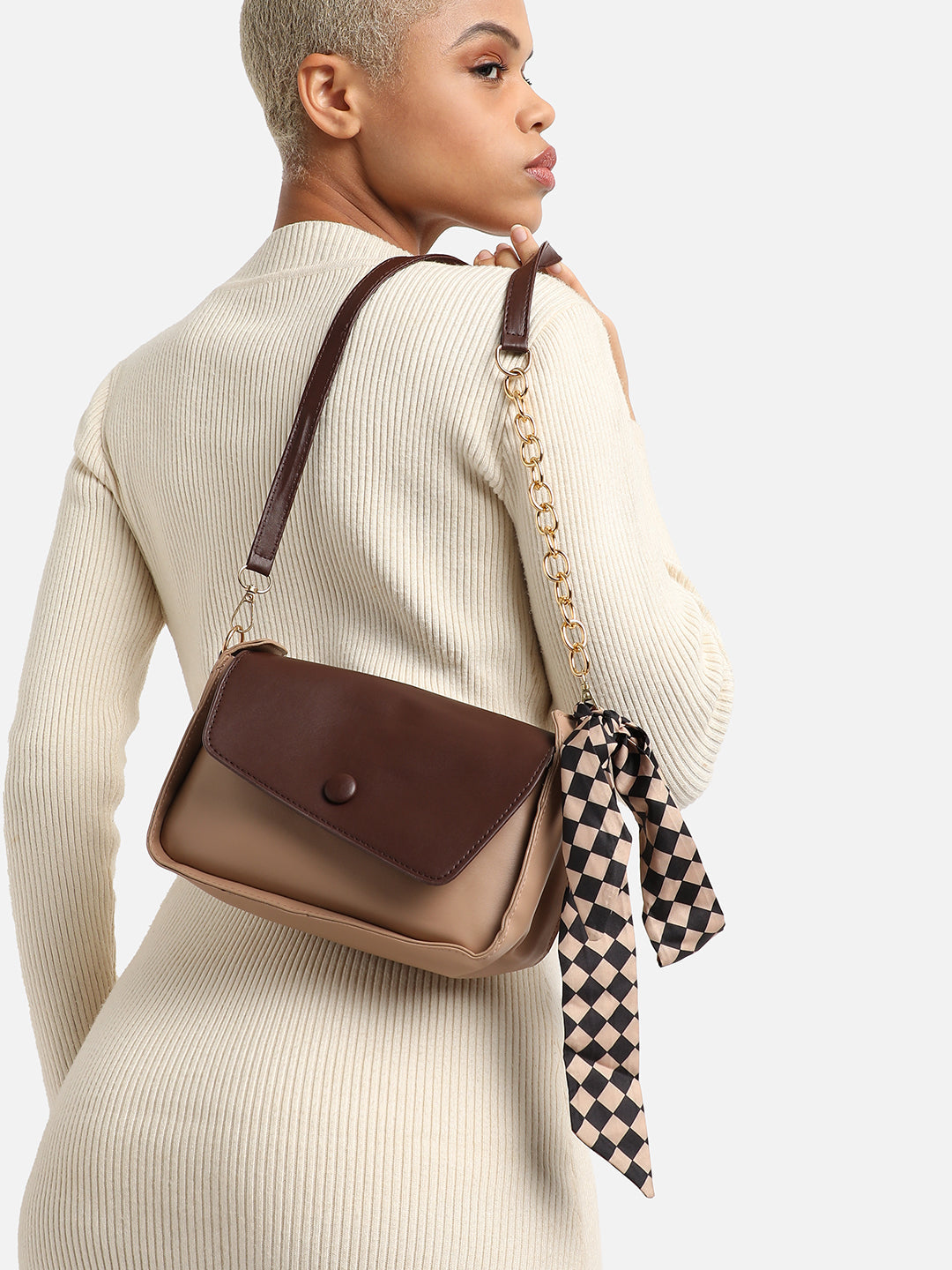 Kristi Brown & Cream Cross Body Bag