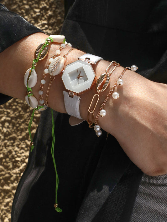 Aria White Watch Combo