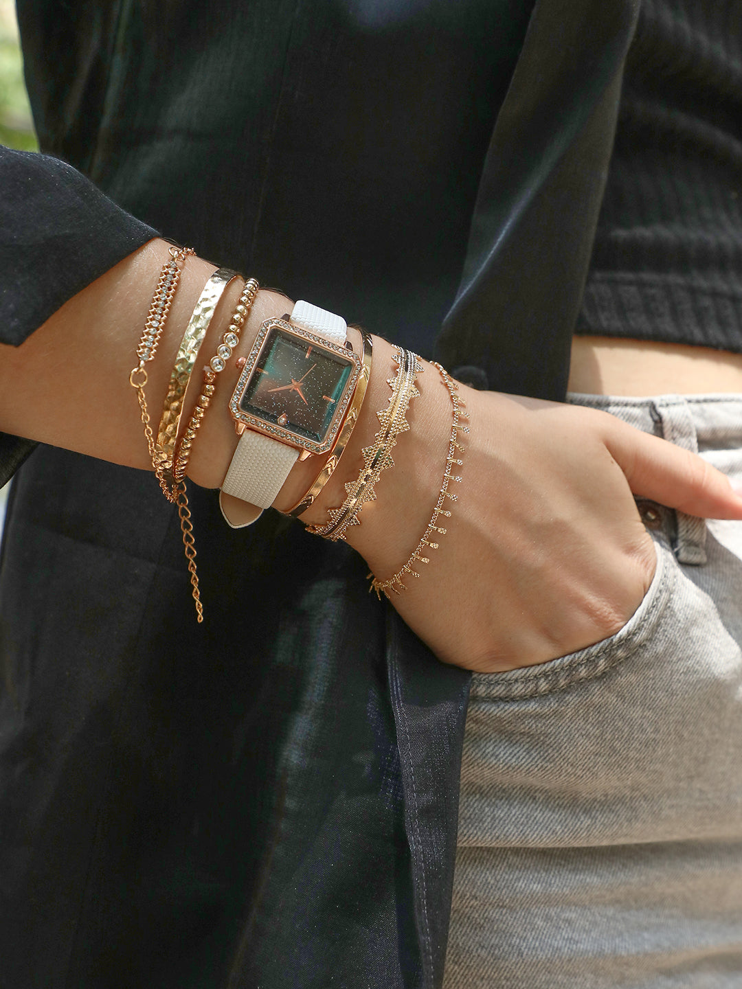 Sophia White Watch Combo