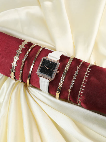 Sophia White Watch Combo