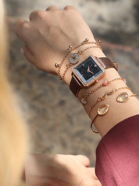 Sophia Brown Watch Combo