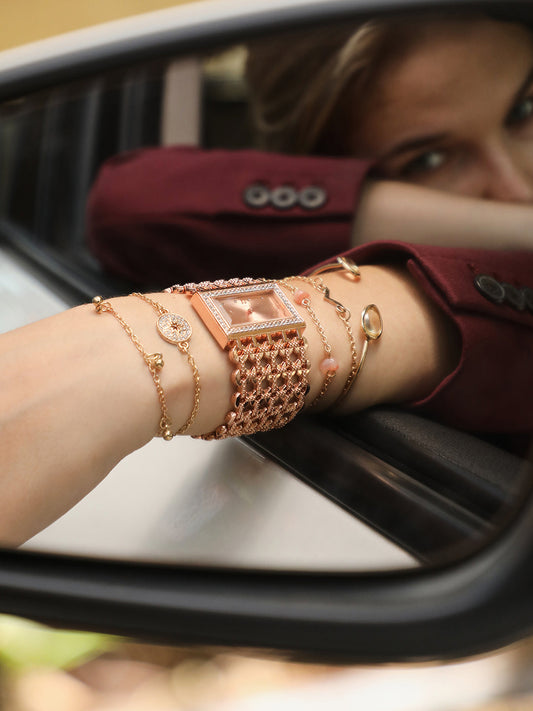 Kayra Rose Gold Watch Combo