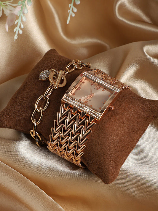 Kiara Rose Gold Watch Combo