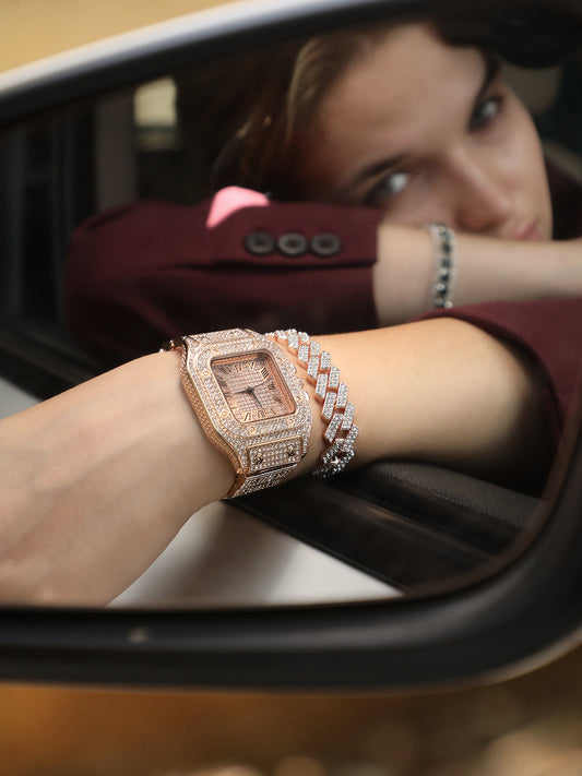 Adya Rose Gold Watch Combo