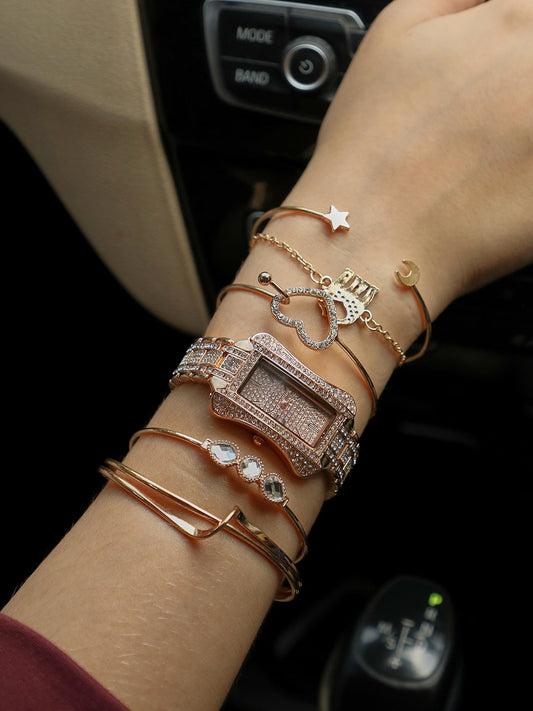 Annika Rose Gold Watch Combo