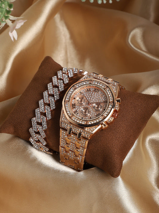 Wednesday Rose Gold Watch Combo