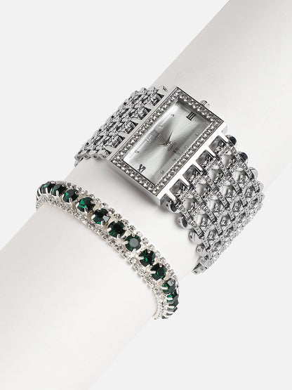 Kayra Silver Watch Combo