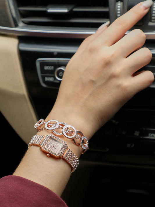 Kennedy Rose Gold Watch Combo