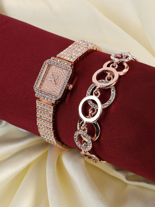 Kennedy Rose Gold Watch Combo