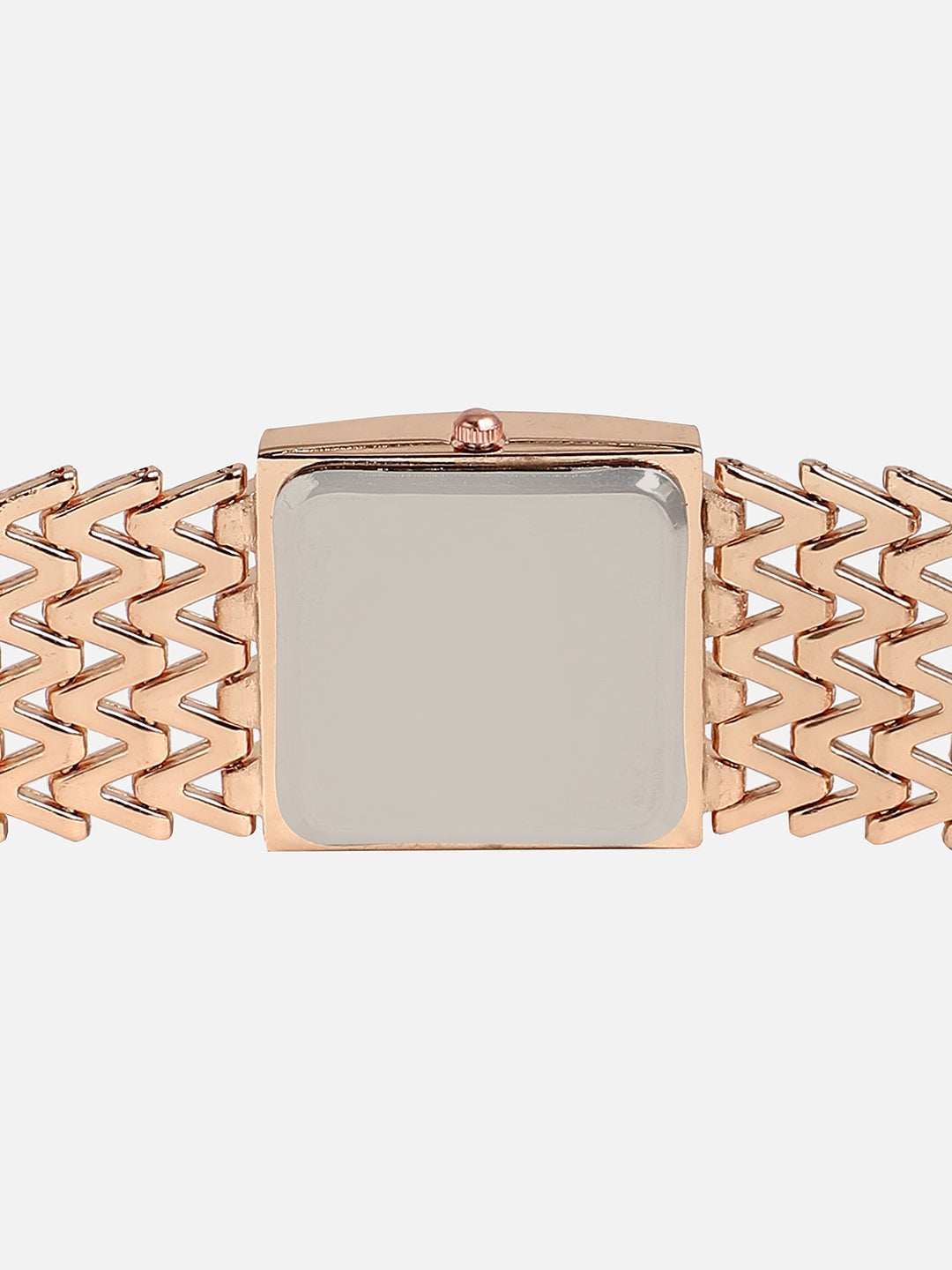 Embellished Rose Gold Square Dial With Rose Gold Metal Strap