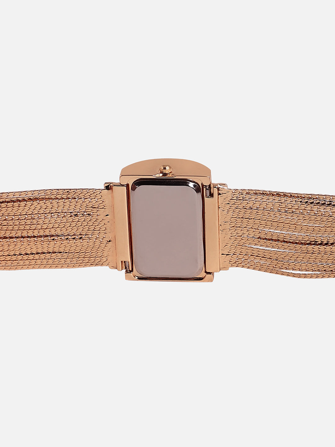 Embellished Gold Square Dial With Gold Metal Strap