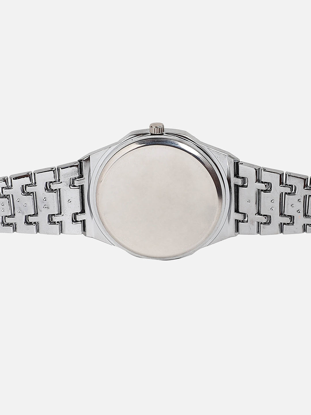 Embellished Silver Round Dial With Silver Metal Strap