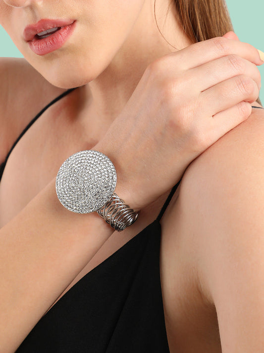 SILVER PLATED PARTY DESIGNER STONE STONE BRACELET FOR WOMEN