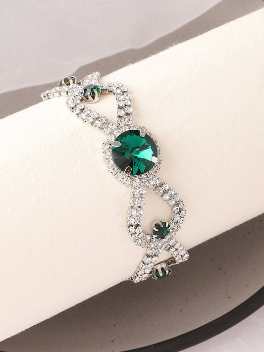 Silver Plated Designer Stone Party Bracelet For Women