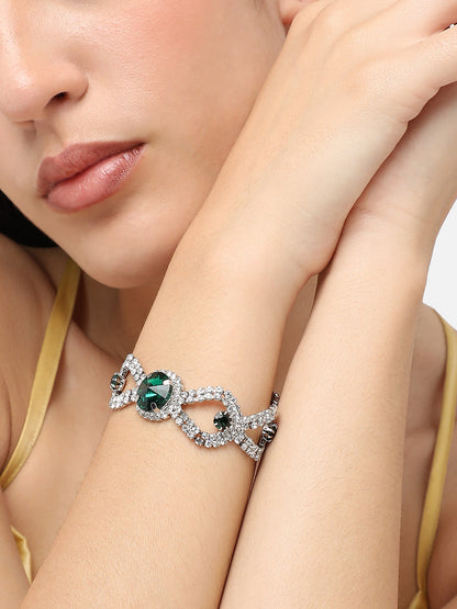 Silver Plated Designer Stone Party Bracelet For Women