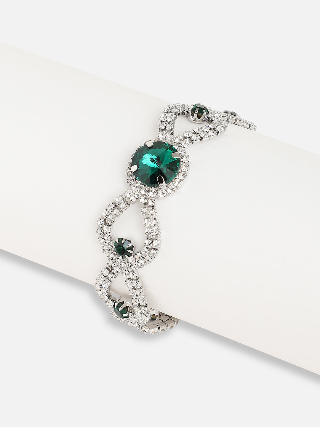 Silver Plated Designer Stone Party Bracelet For Women