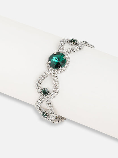 Silver Plated Designer Stone Party Bracelet For Women