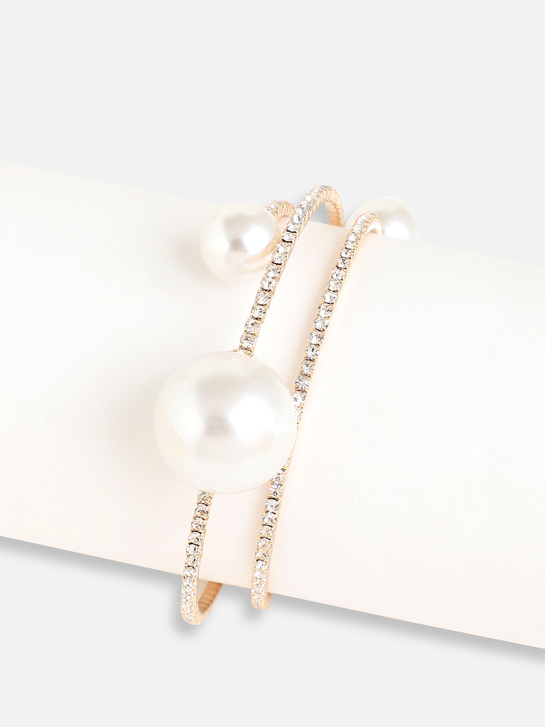 Gold Plated Pearls Party Bracelet For Women