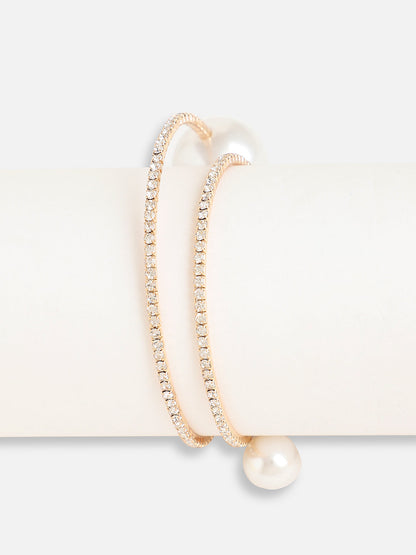Gold Plated Pearls Party Bracelet For Women
