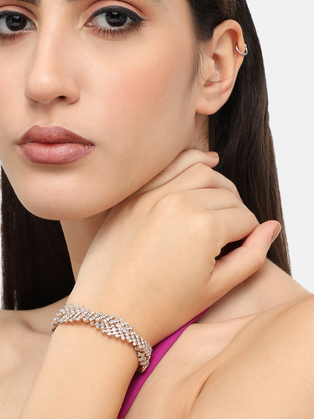 Gold Plated Designer Stone Party Bracelet For Women