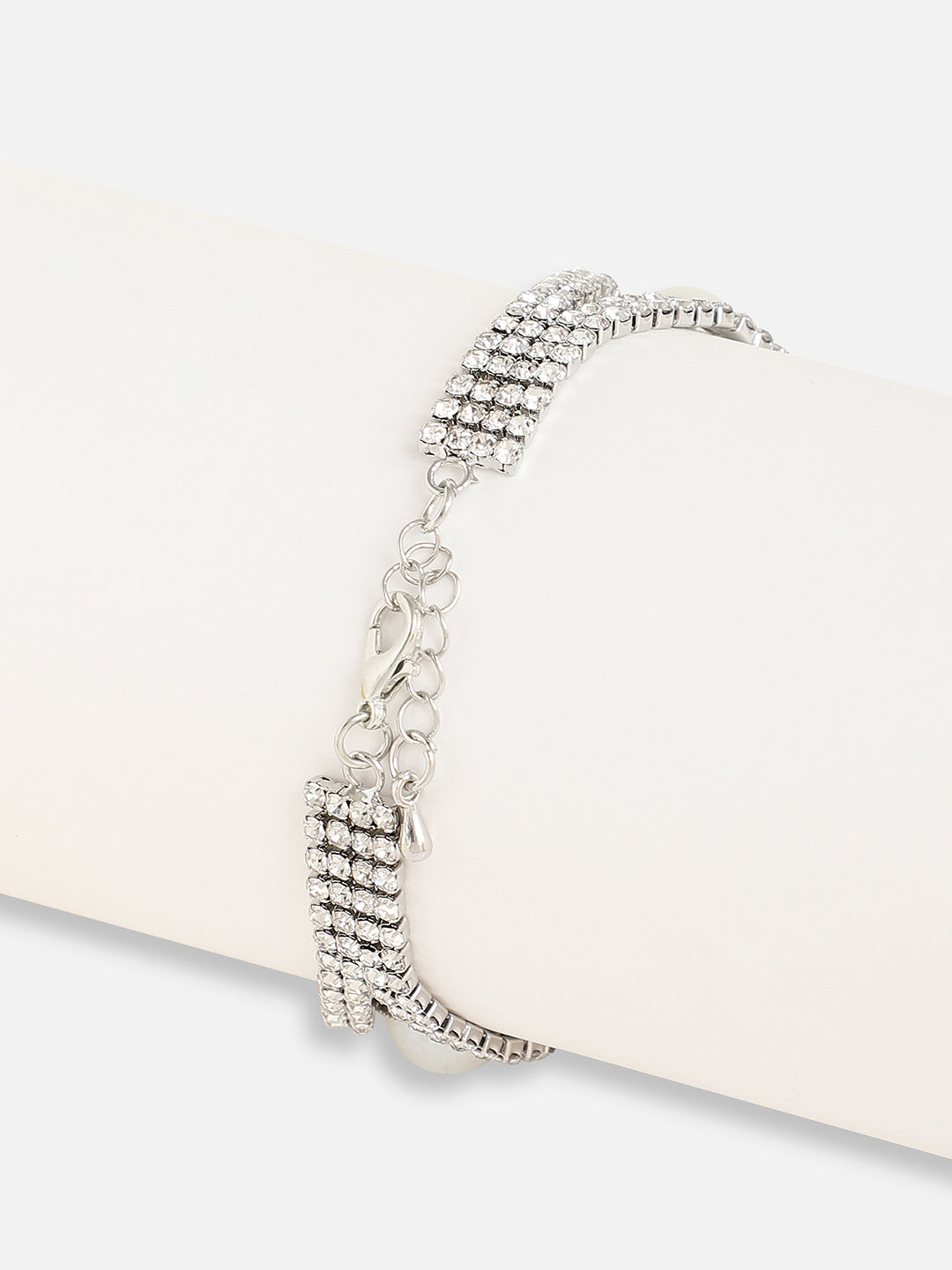 Silver Plated Pearls Party Bracelet For Women