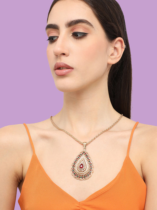 Gold Plated Designer Stone Party Necklace For Women