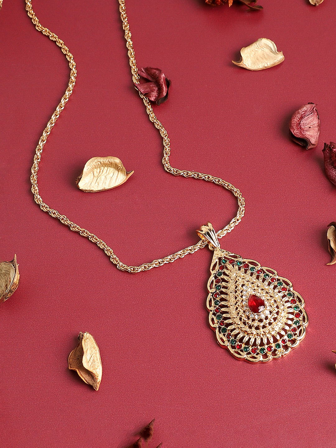 Gold Plated Designer Stone Party Necklace For Women