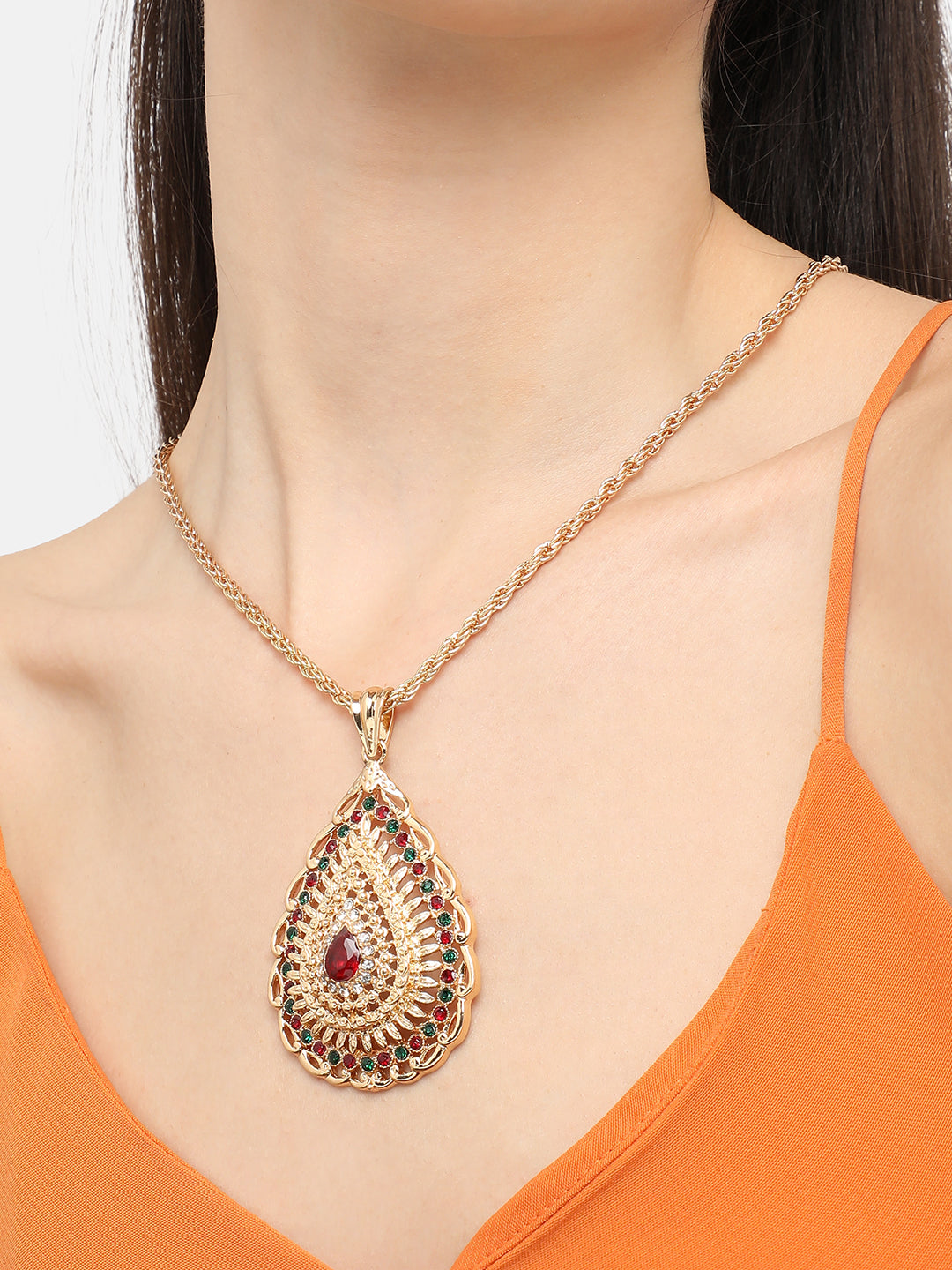 Gold Plated Designer Stone Party Necklace For Women