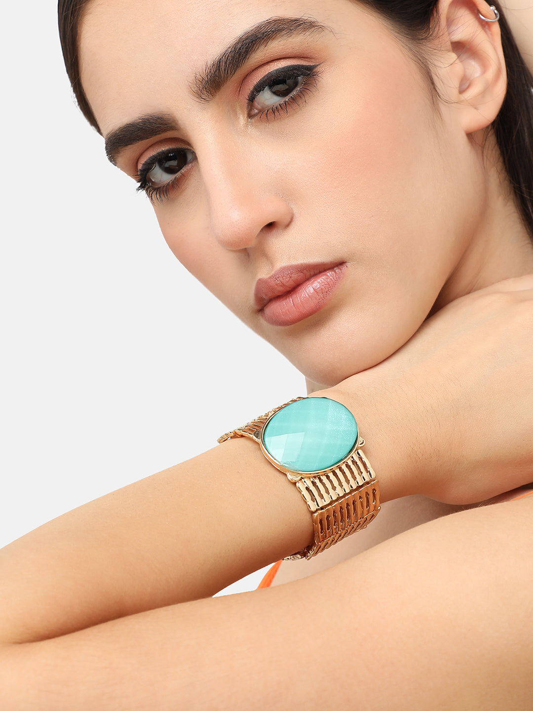 Gold Plated Designer Stone Party Bracelet For Women