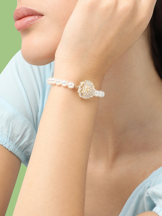Gold Plated Pearls Casual Bracelet For Women