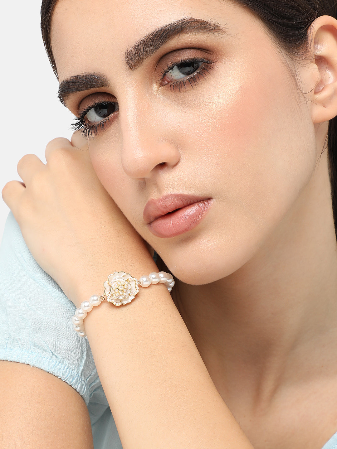 Gold Plated Pearls Casual Bracelet For Women