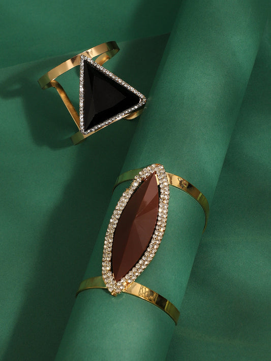 Pack Of Gold-Plated Stone Bracelets