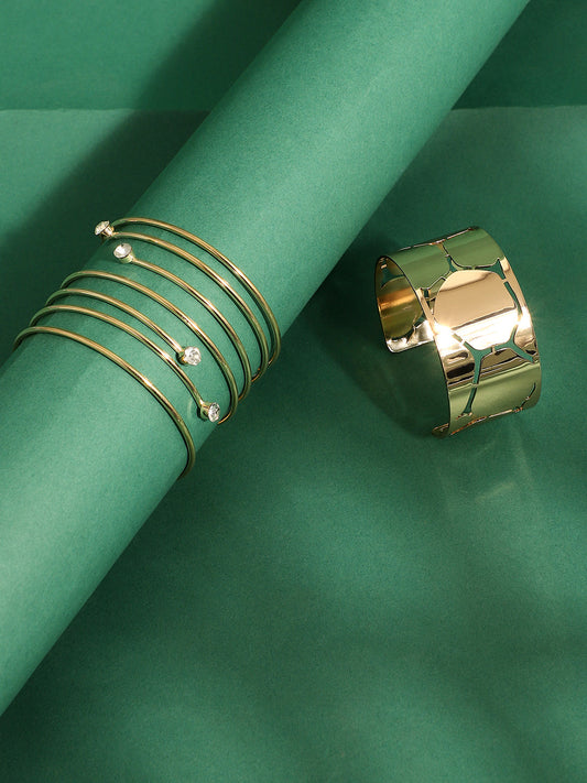 Pack Of Gold-Plated Contempory Bracelets