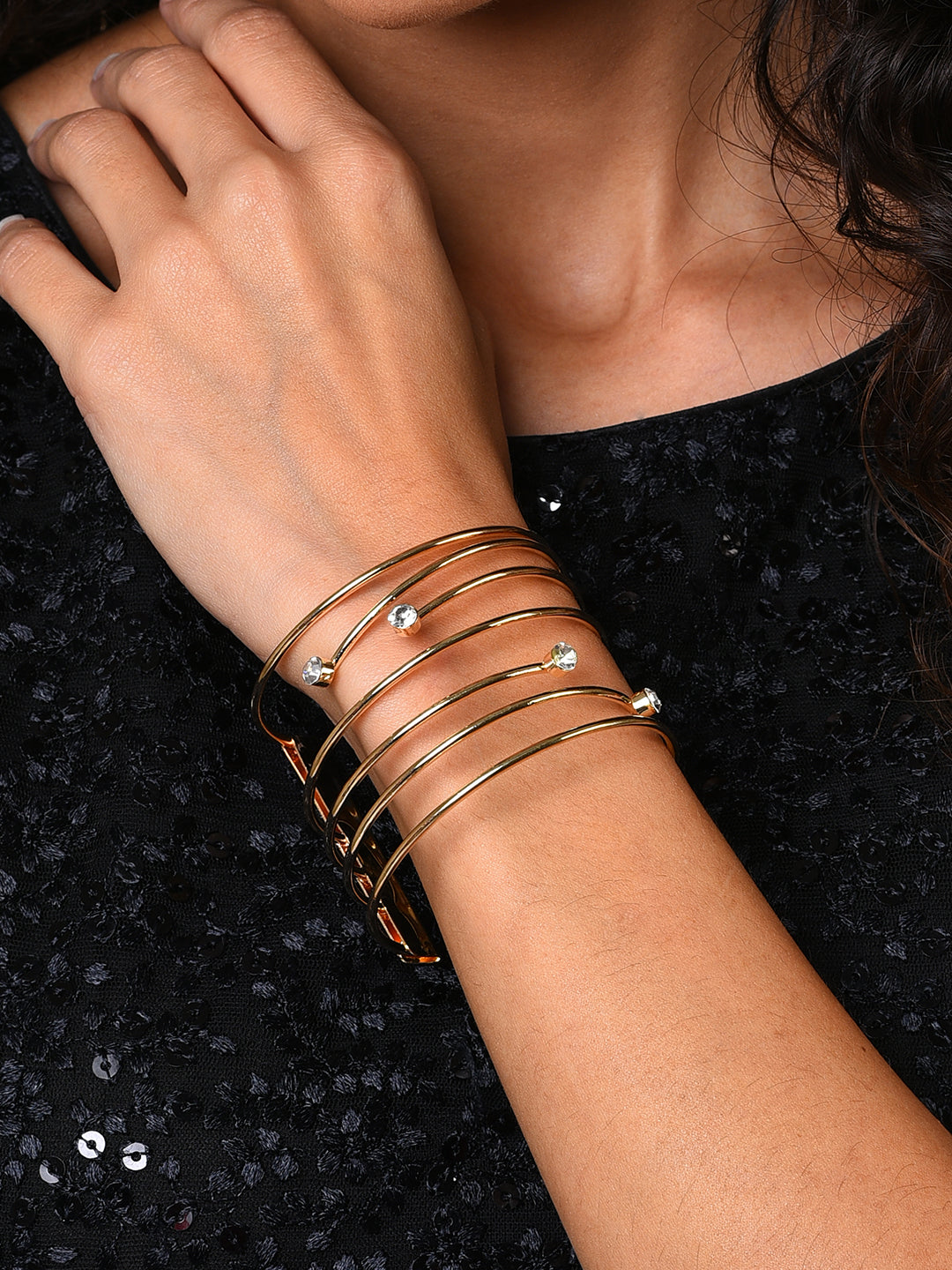 Pack Of Gold-Plated Contempory Bracelets
