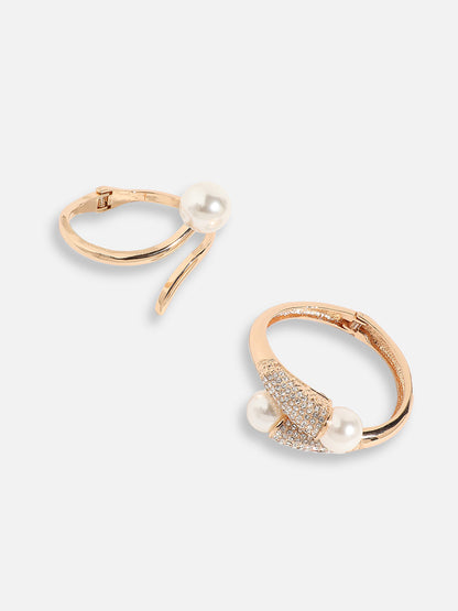 Pack Of Gold-Plated Pearl Cuff Bracelets