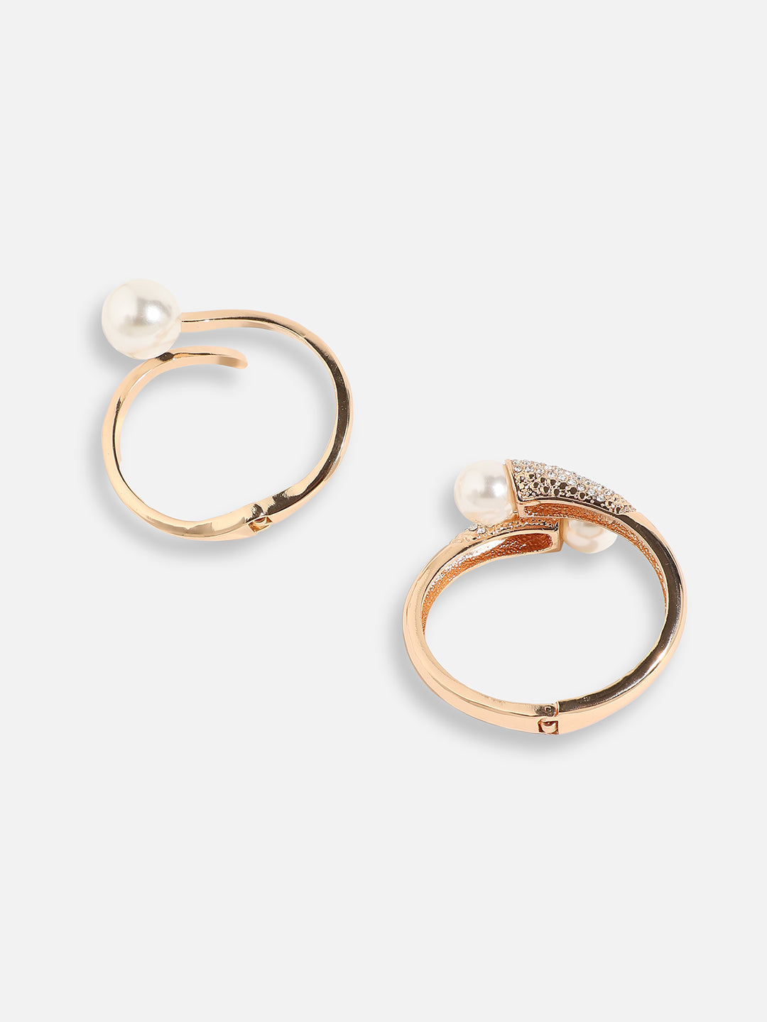 Pack Of Gold-Plated Pearl Cuff Bracelets 
